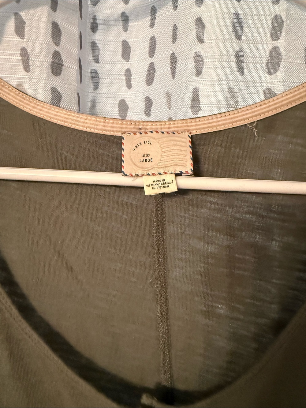 Anthropologie Relaxed Henley Scoop Neck Top - Olive Green - Picture 2 of 6